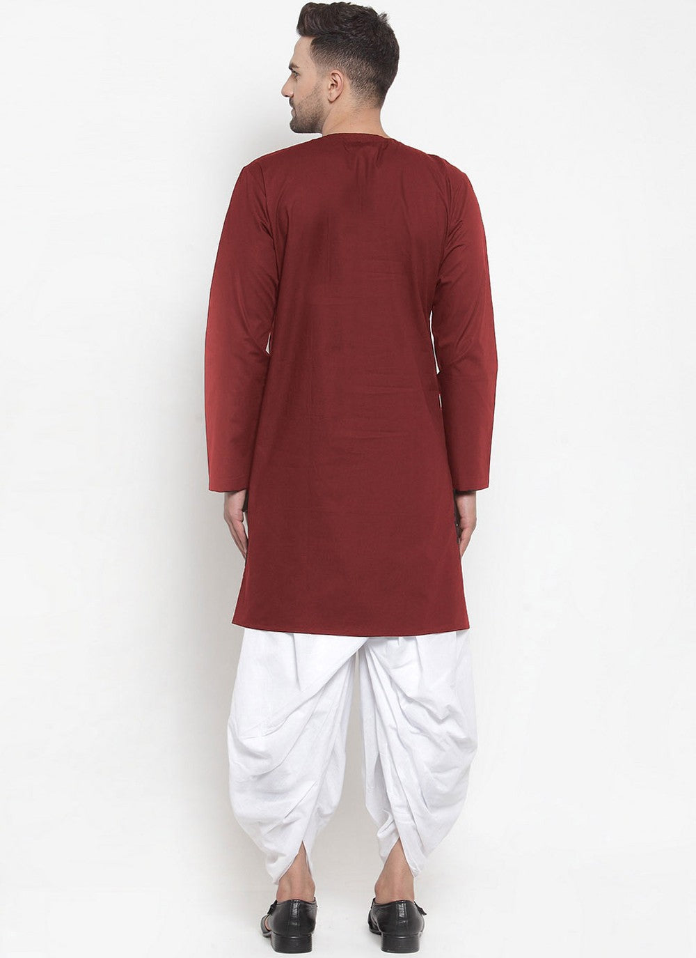 Plain Blended Cotton Maroon Indo Western - M4388