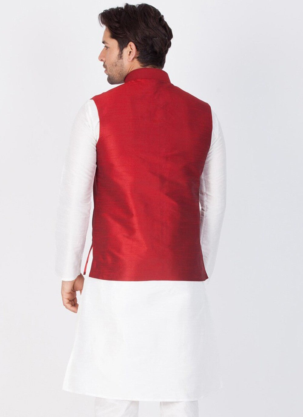 Buttons Dupion Silk Maroon Nehru Jackets - M3220