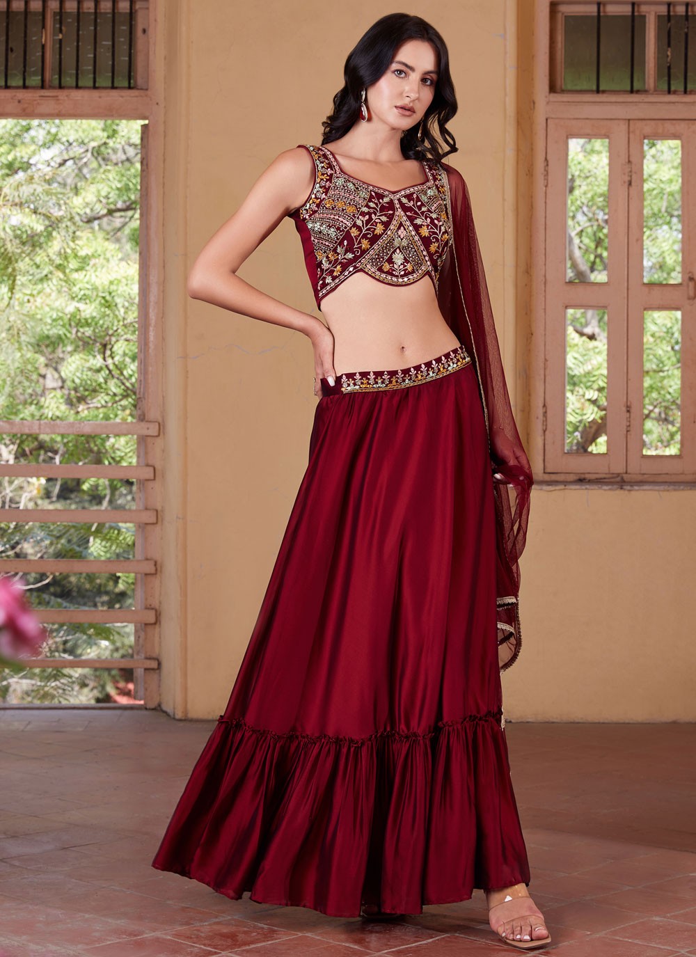 Embroidered Georgette Readymade Lehenga Choli - L1744