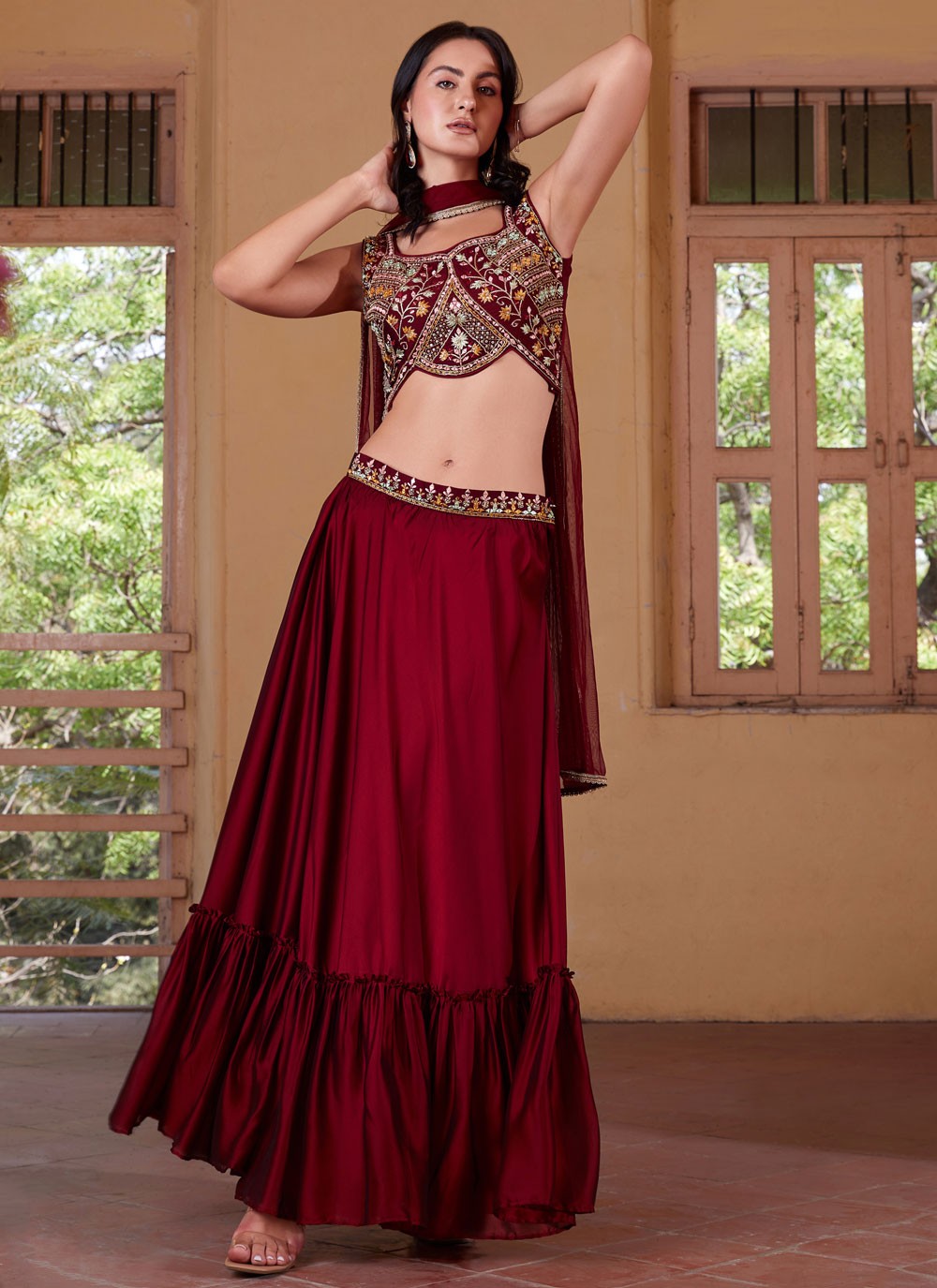 Embroidered Georgette Readymade Lehenga Choli - L1744