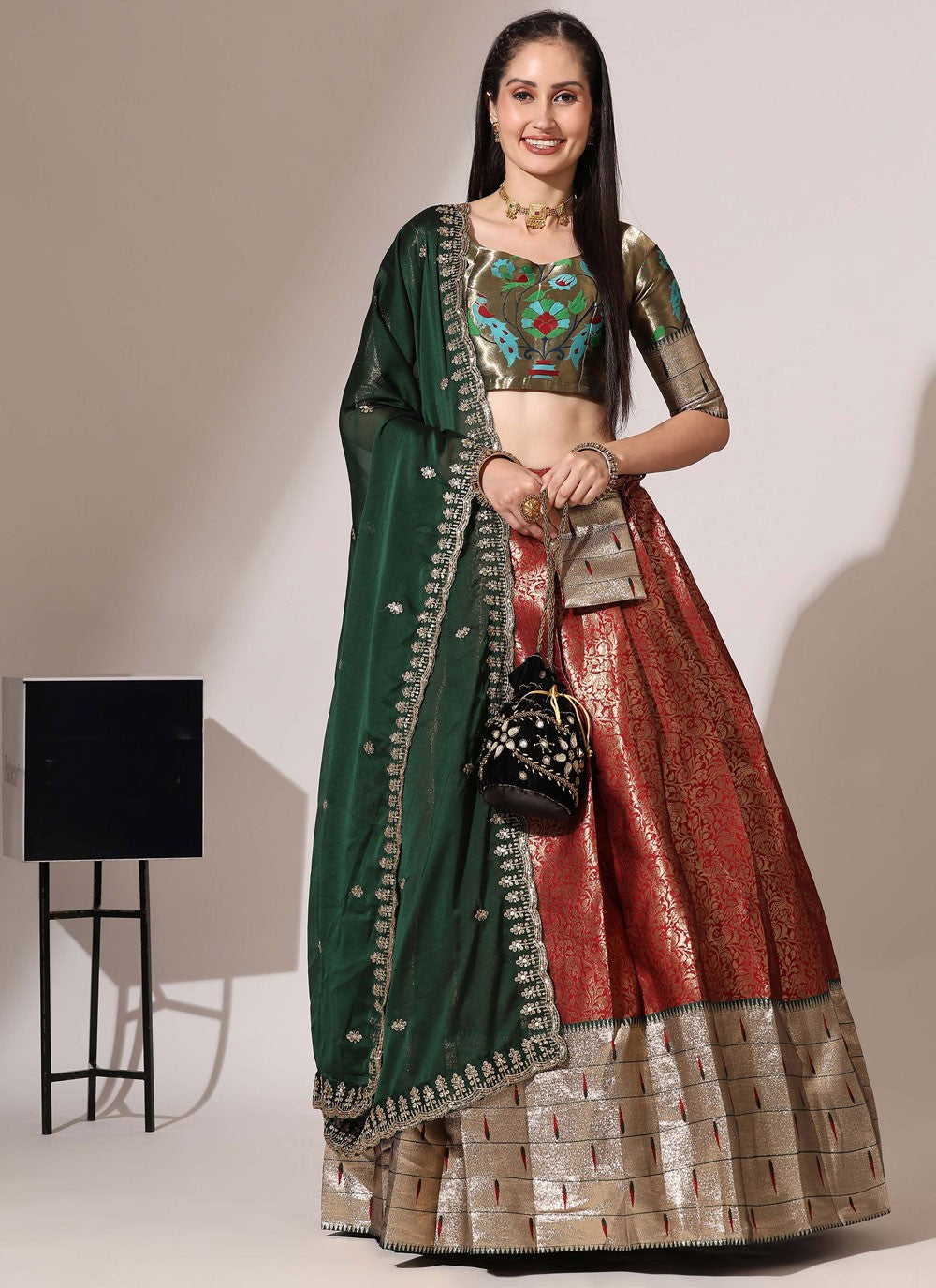 Weaving Zari Silk A - Line Lehenga - L2984