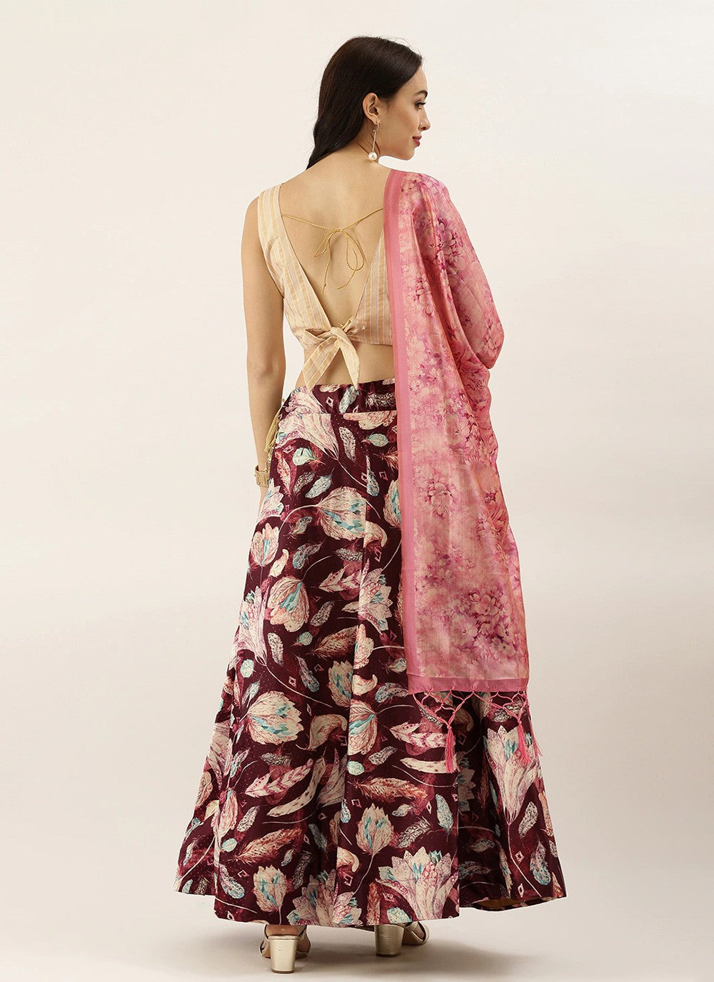 Digital Print Satin Silk A - Line Lehenga - L2124