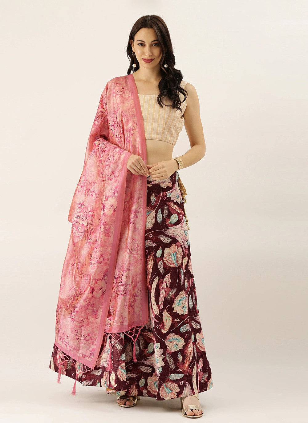 Digital Print Satin Silk A - Line Lehenga - L2124