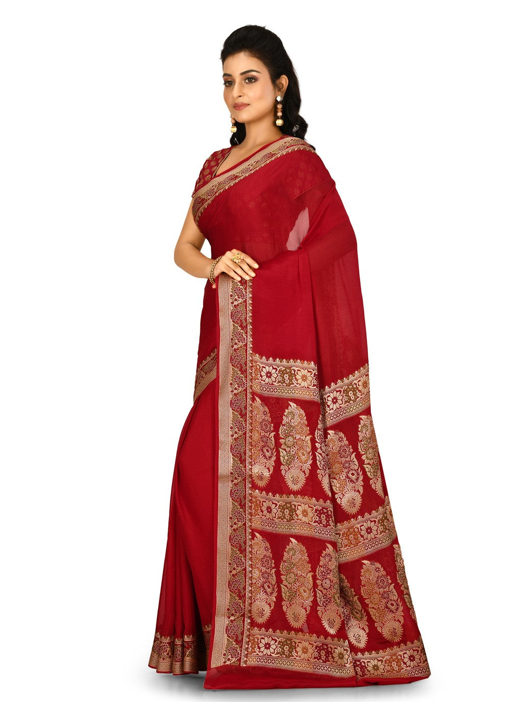 Contemporary Weaving Zari Banarasi Silk Saree - S0376