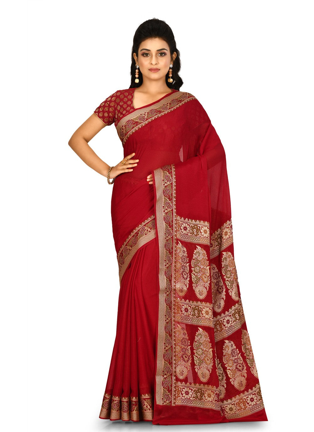 Contemporary Weaving Zari Banarasi Silk Saree - S0376