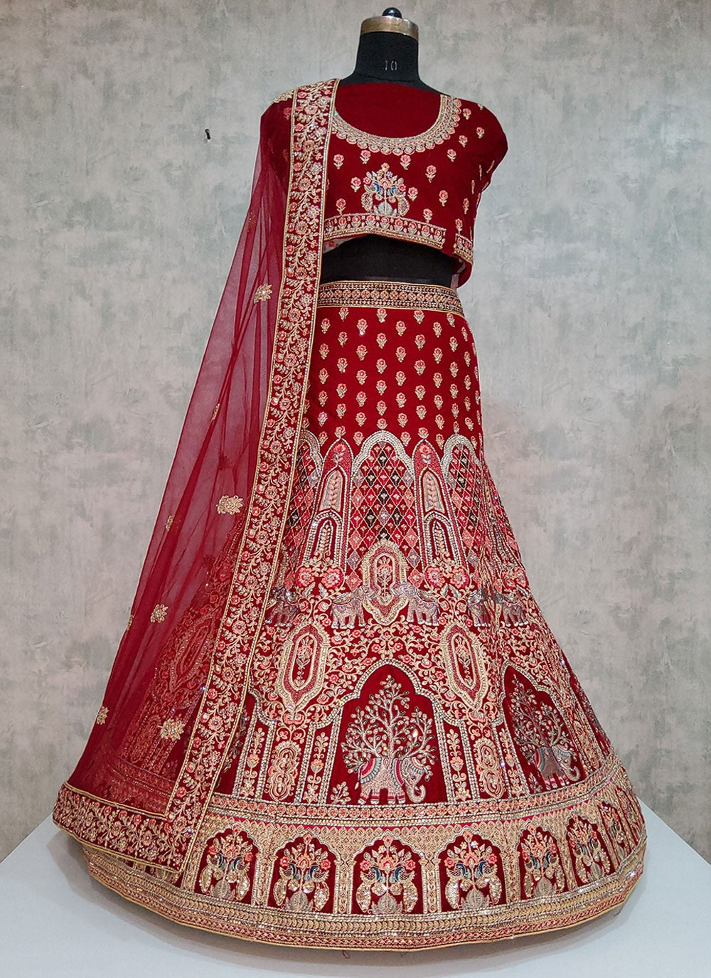 Embroidered Velvet A - Line Lehenga - L1919