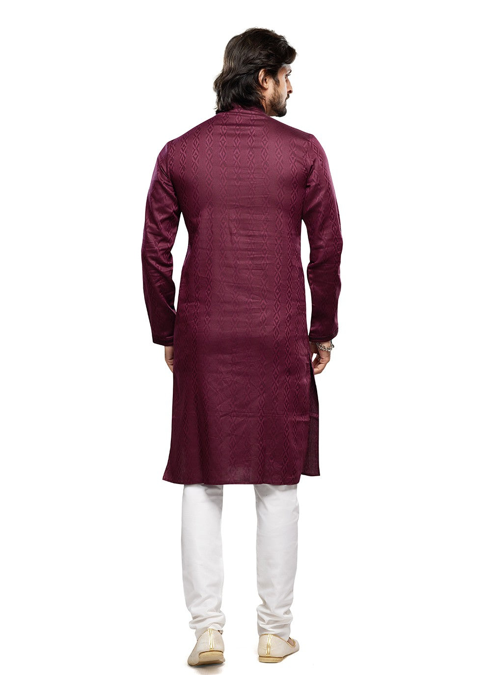 Digital Print Art Silk Maroon Kurta Pyjama - M6744