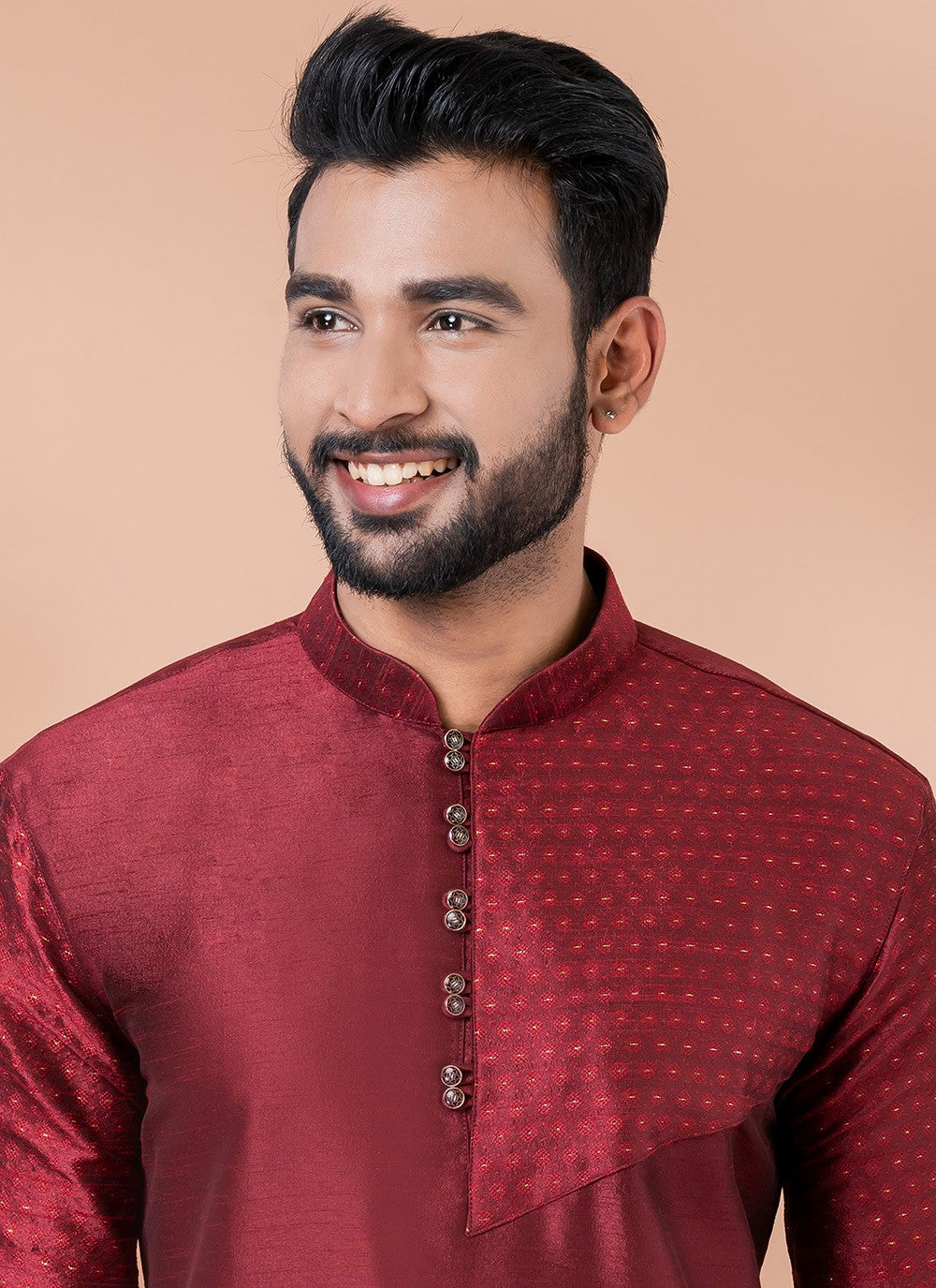 Fancy Work Jacquard, Viscose Maroon Kurta Pyjama - M6962