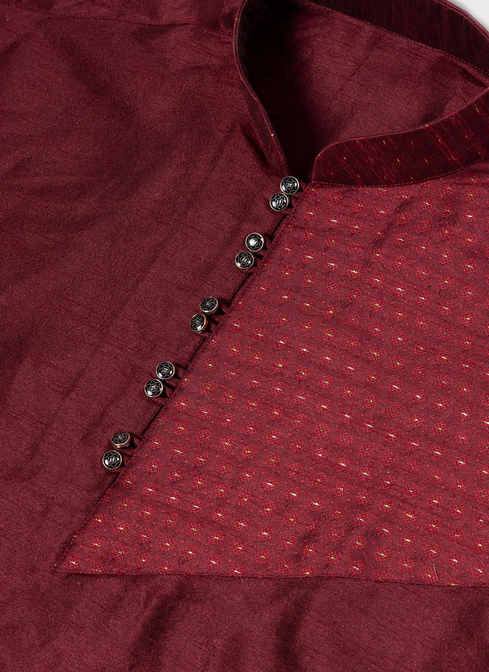 Fancy Work Jacquard, Viscose Maroon Kurta Pyjama - M6962