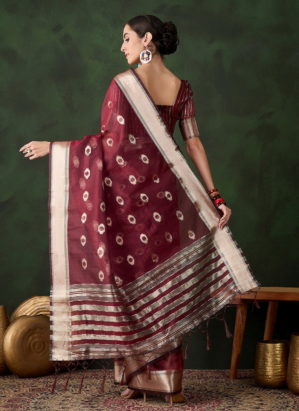 Classic Jacquard Work Khadi, Organza Saree - S10470