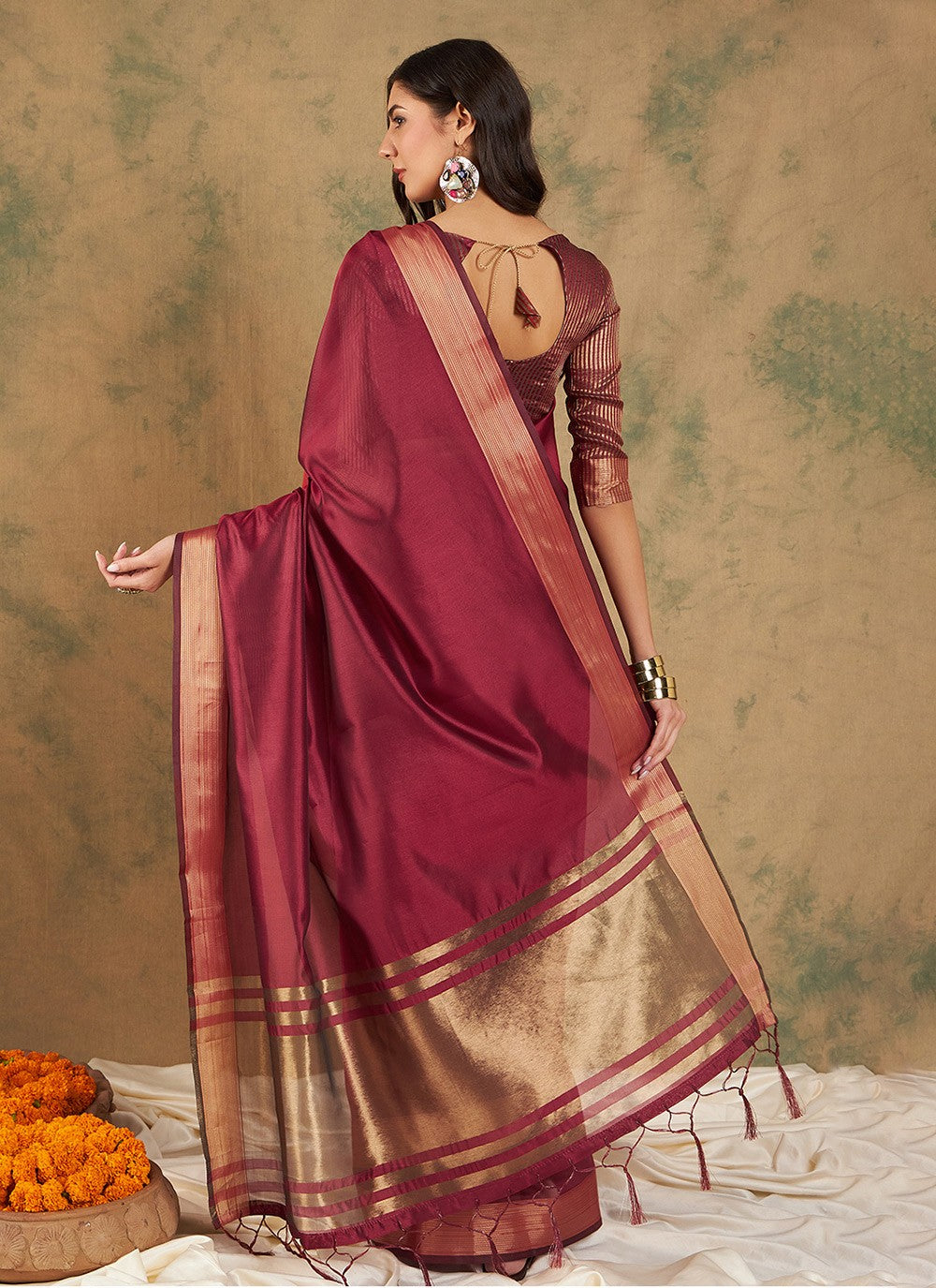 Traditional Woven Cotton , Organza Saree - S6987