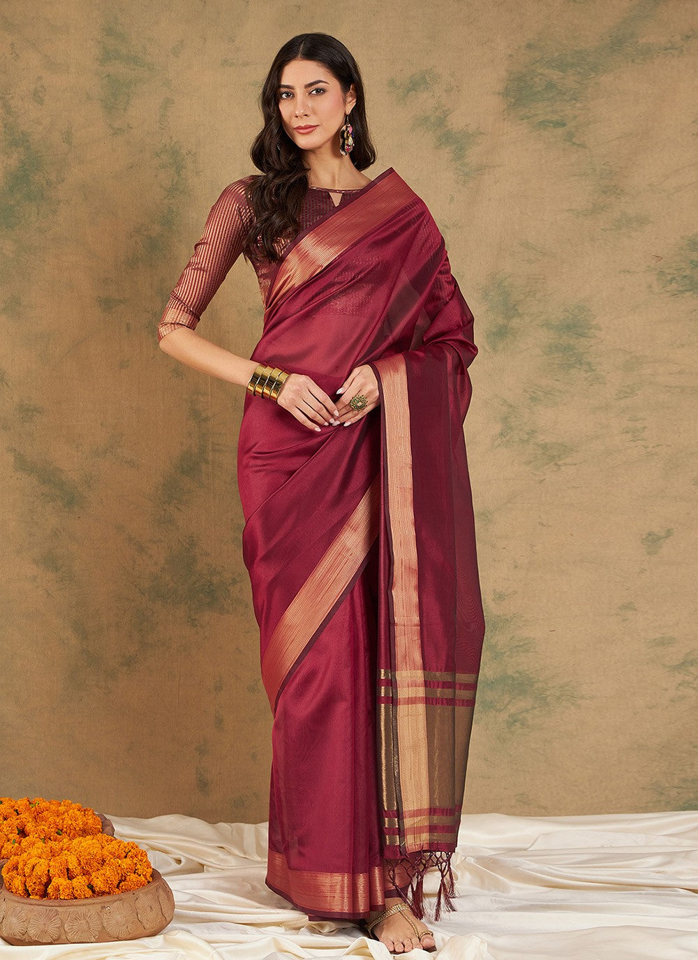 Traditional Woven Cotton , Organza Saree - S6987