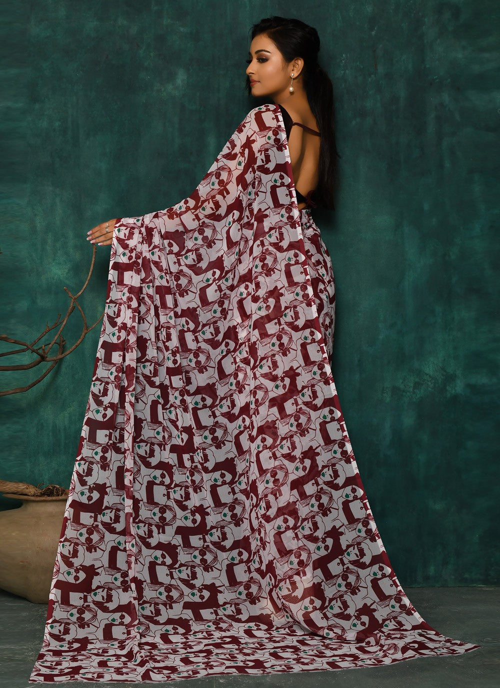 Classic Digital Print Faux Georgette Saree - S2174