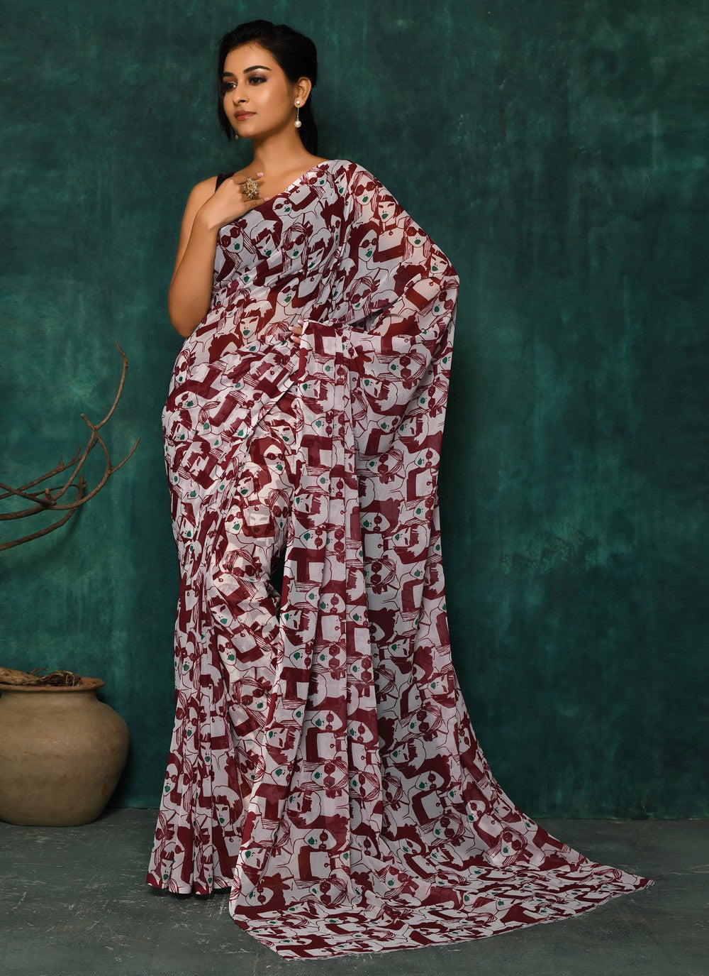 Classic Digital Print Faux Georgette Saree - S2174