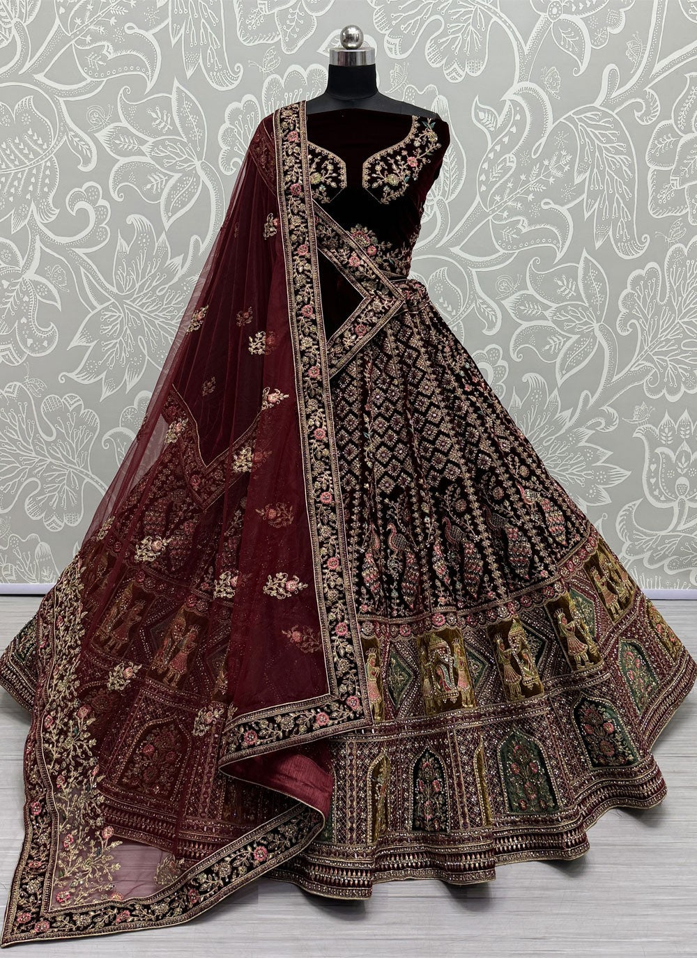 Diamond Velvet A - Line Lehenga - L2434