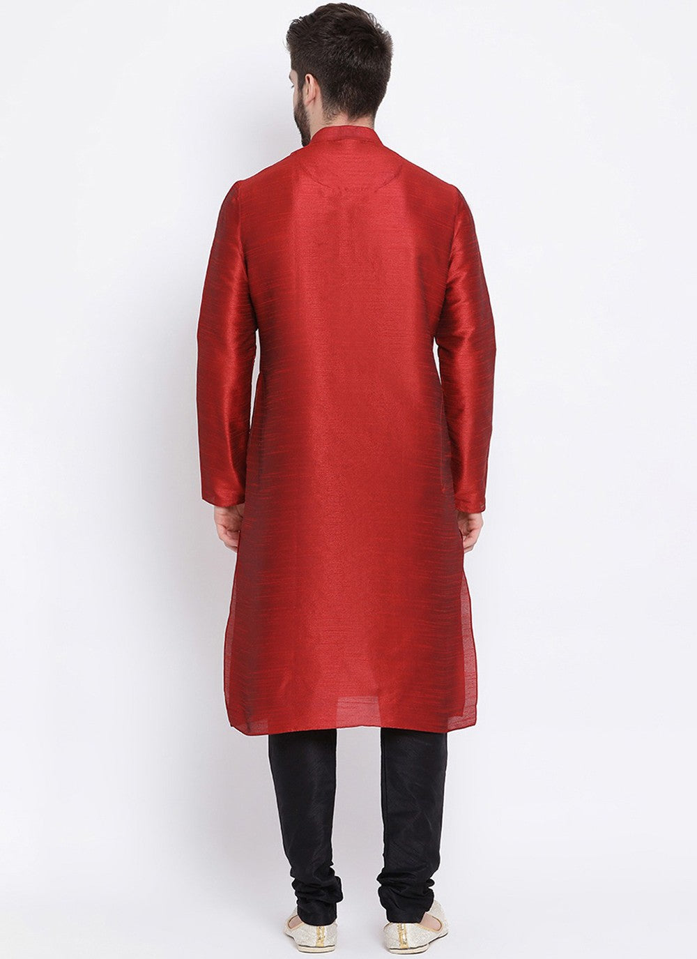 Plain Dupion Silk Maroon Kurta Pyjama - M2010