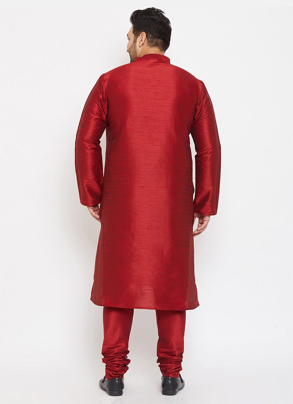 Plain Dupion Silk Maroon Kurta Pyjama - M2627