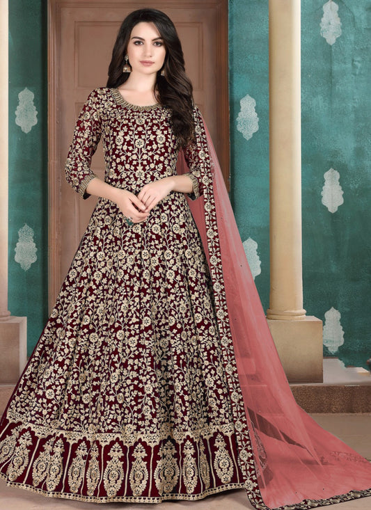 Faux Georgette Anarkali - T060