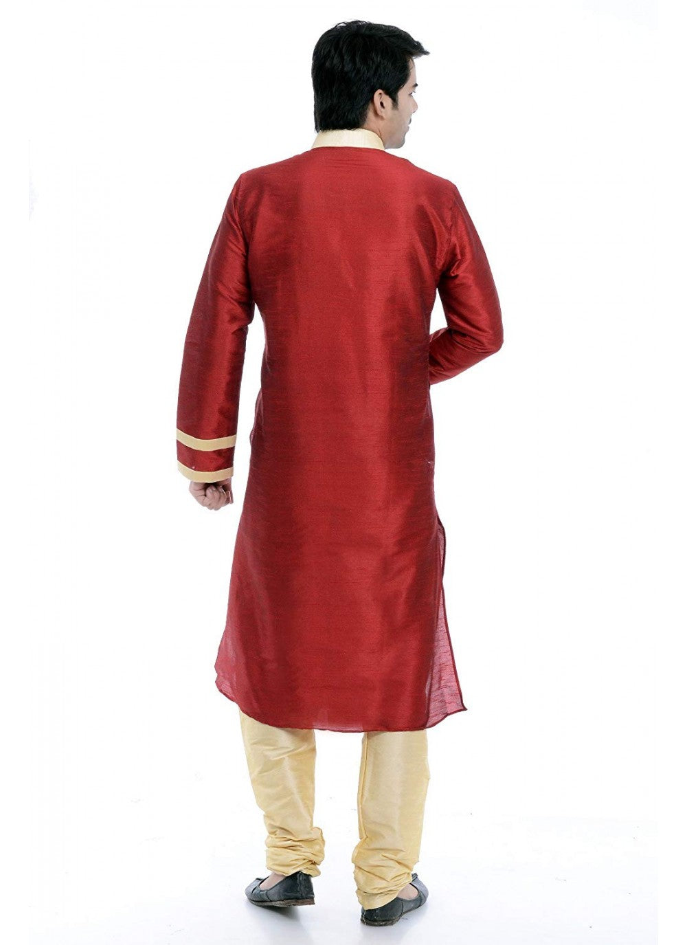 Embroidered Art Dupion Silk Maroon Kurta Pyjama - M1287