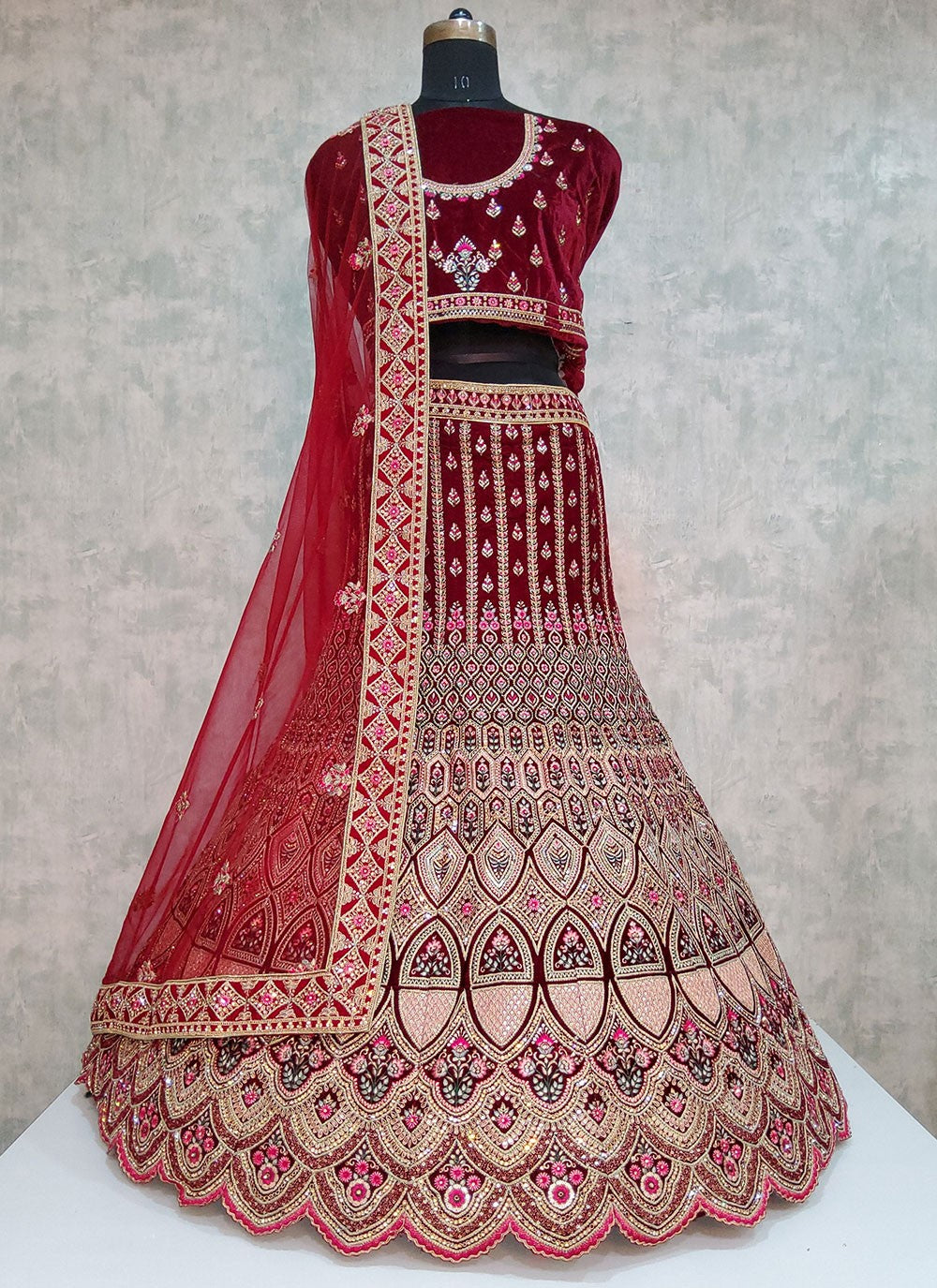 Embroidered Velvet A - Line Lehenga - L2026