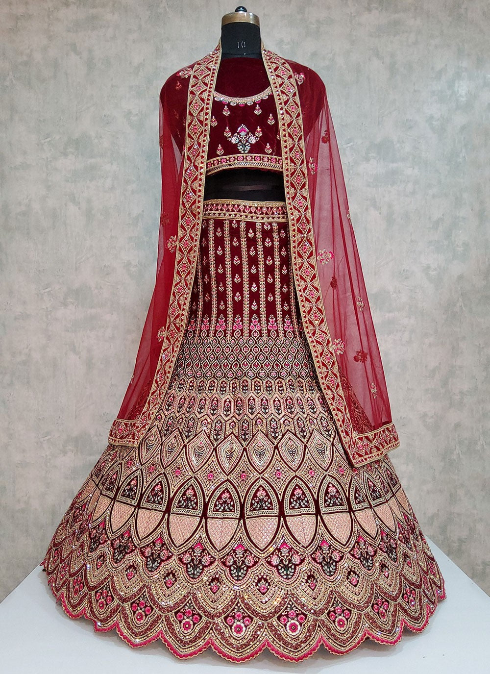 Embroidered Velvet A - Line Lehenga - L2026