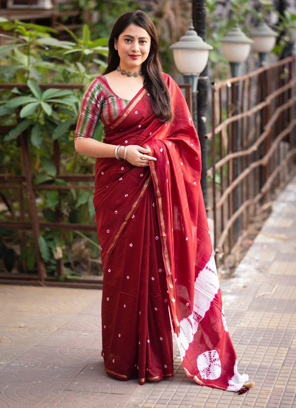 Contemporary Block Print Chanderi Cotton Saree - S5794