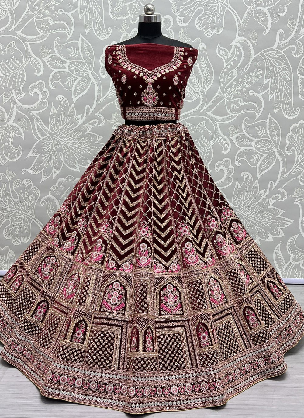 Embroidered Silk A - Line Lehenga - L1326