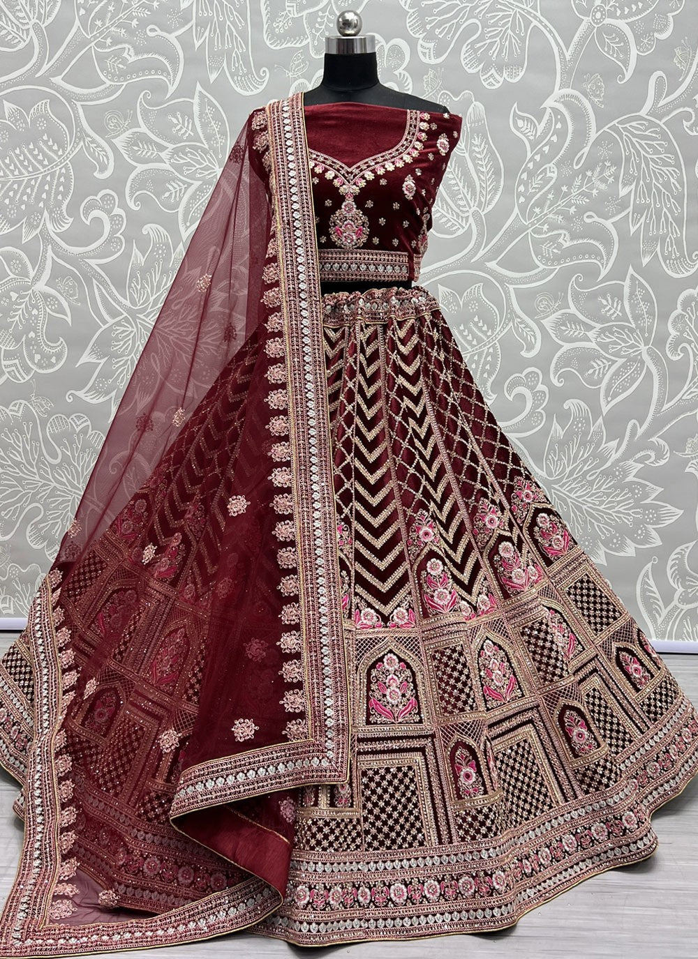 Embroidered Silk A - Line Lehenga - L1326