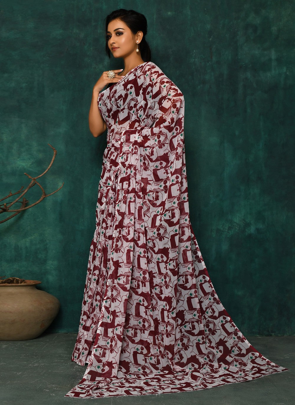 Classic Digital Print Faux Georgette Saree - S2342