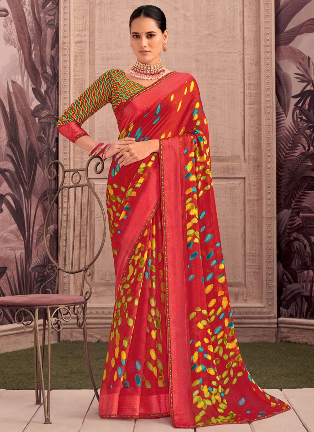 Classic Printed Georgette Saree - S9343