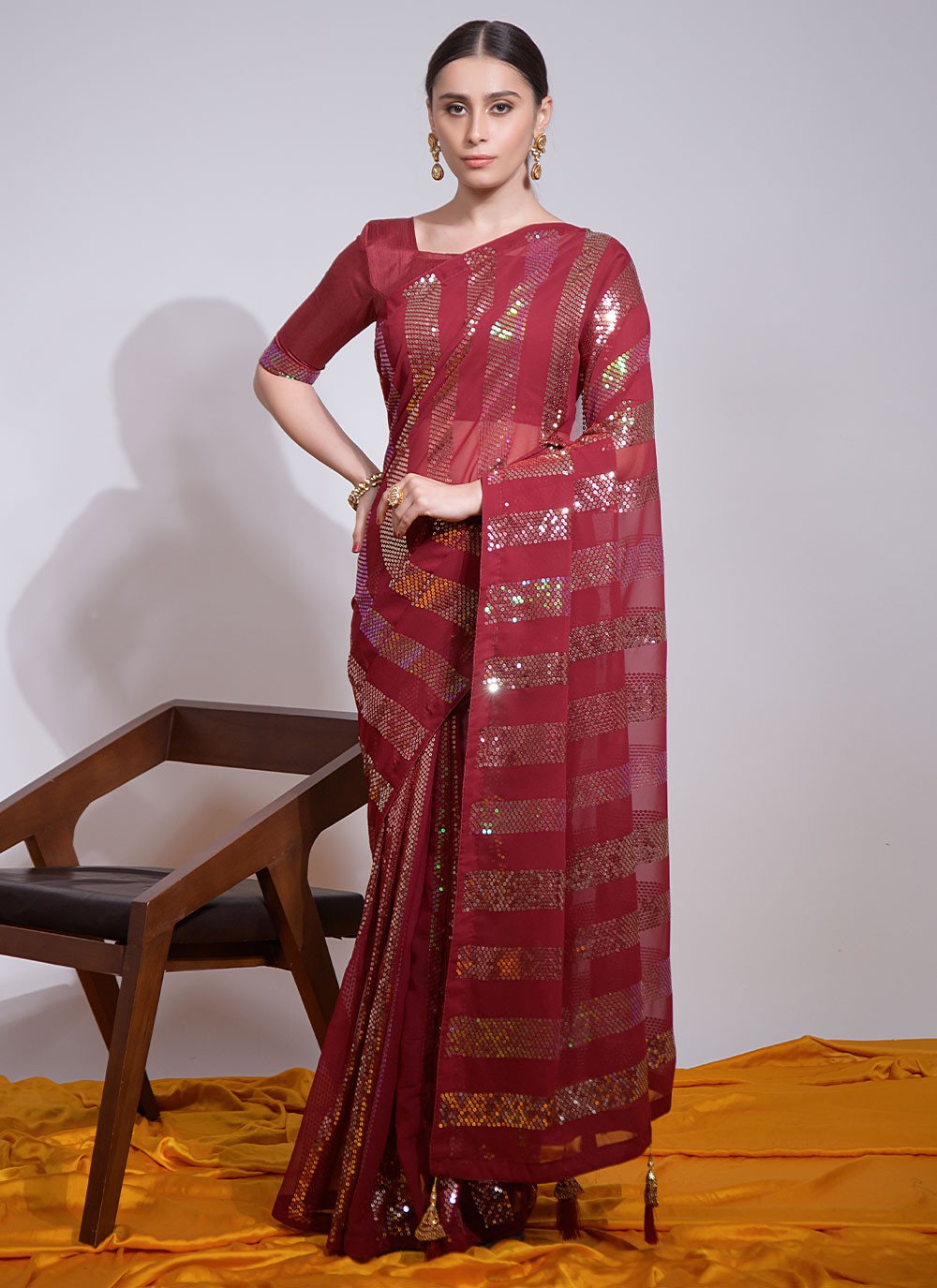 Classic Embroidered Georgette Saree - S3091