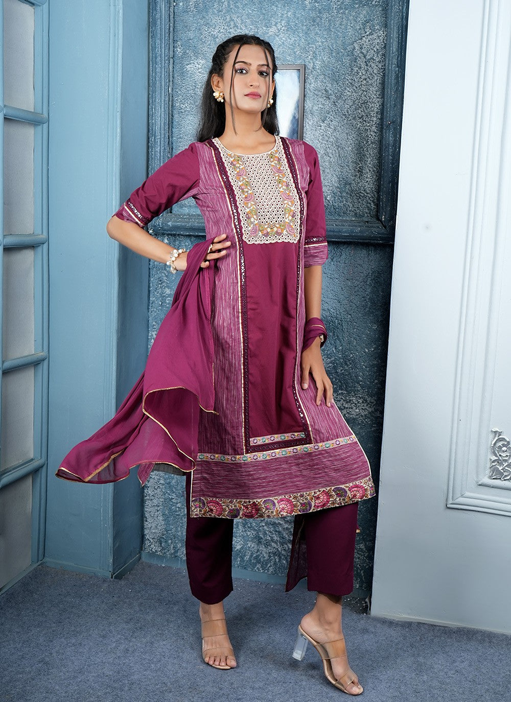 Georgette Pant Style Suit - T3046