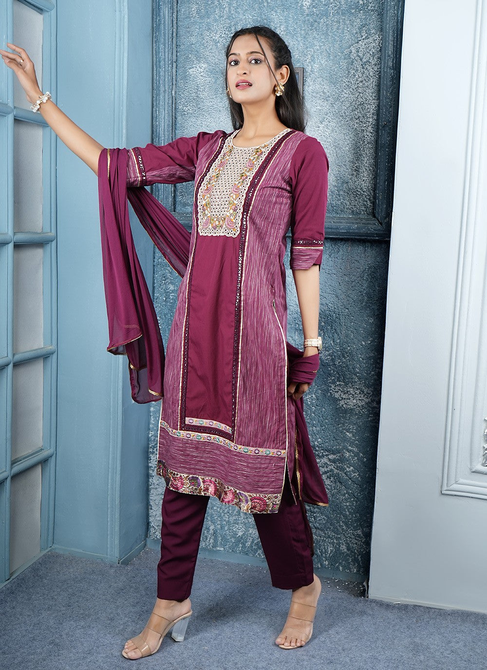 Georgette Pant Style Suit - T3046