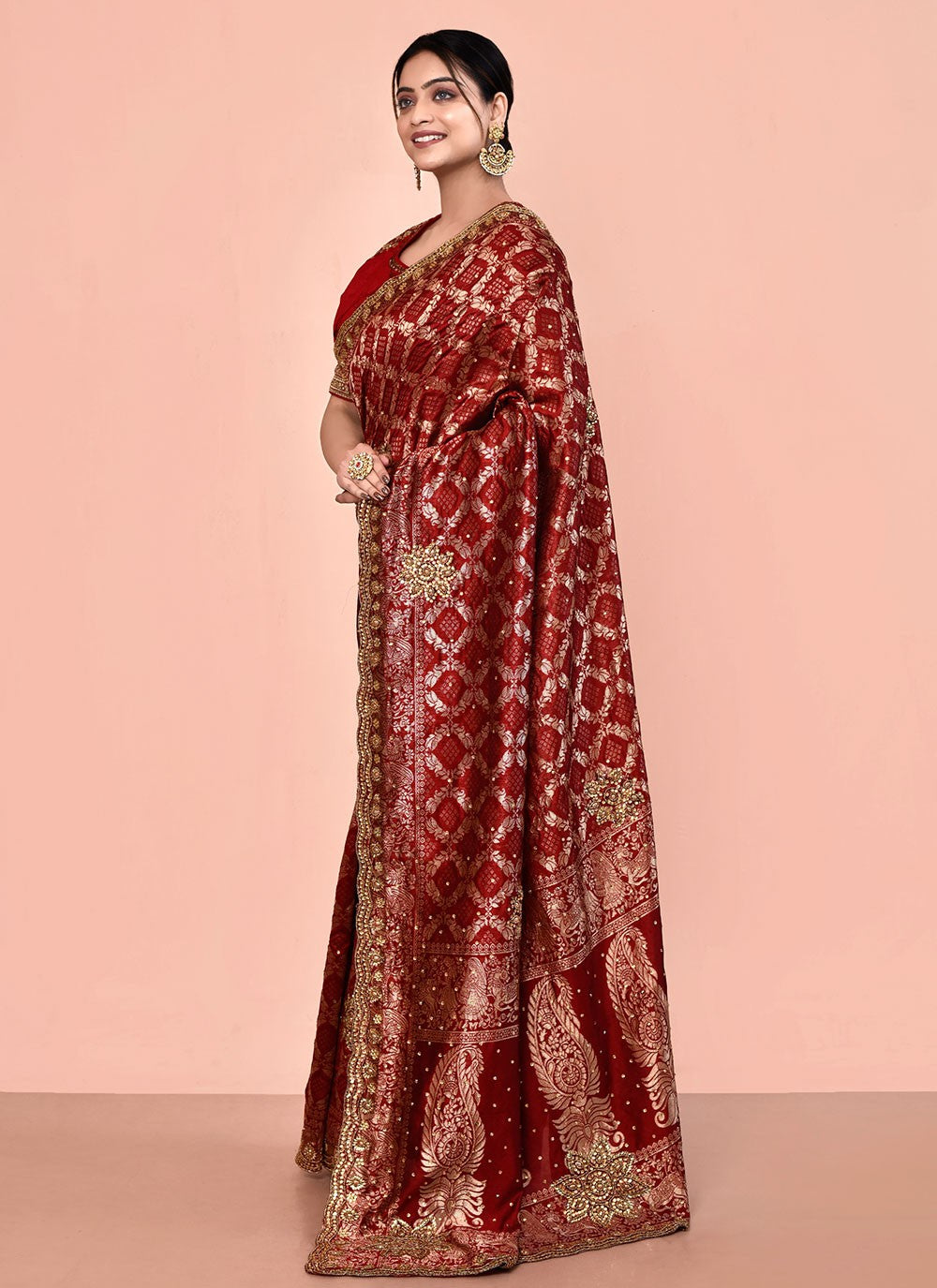 Contemporary Hand Embroidery Georgette Saree - S5499