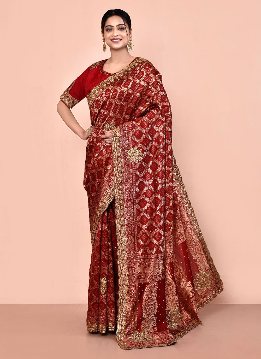 Contemporary Hand Embroidery Georgette Saree - S5499