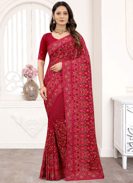 Classic Embroidered Georgette Saree - S9764