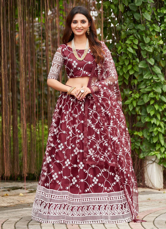 Embroidered Net A - Line Lehenga - L1197