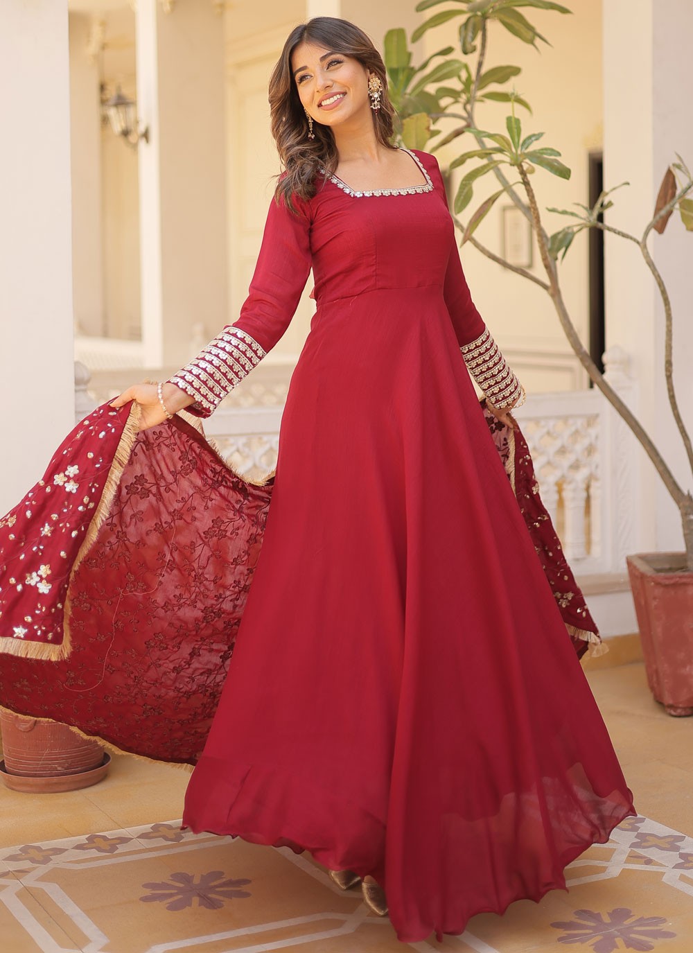 Vichitra Silk Gown - G1452