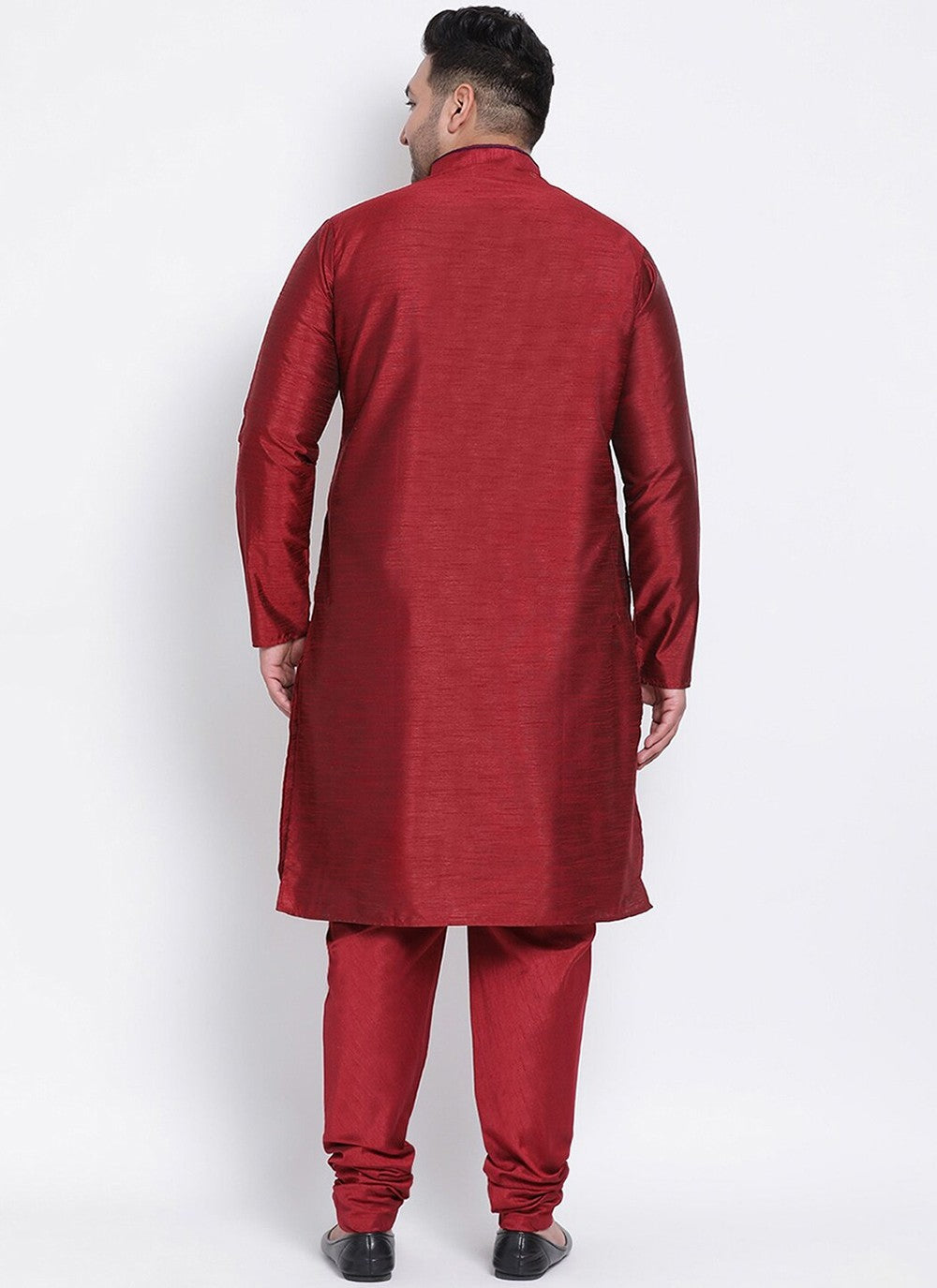 Plain Dupion Silk Maroon Kurta Pyjama - M2670