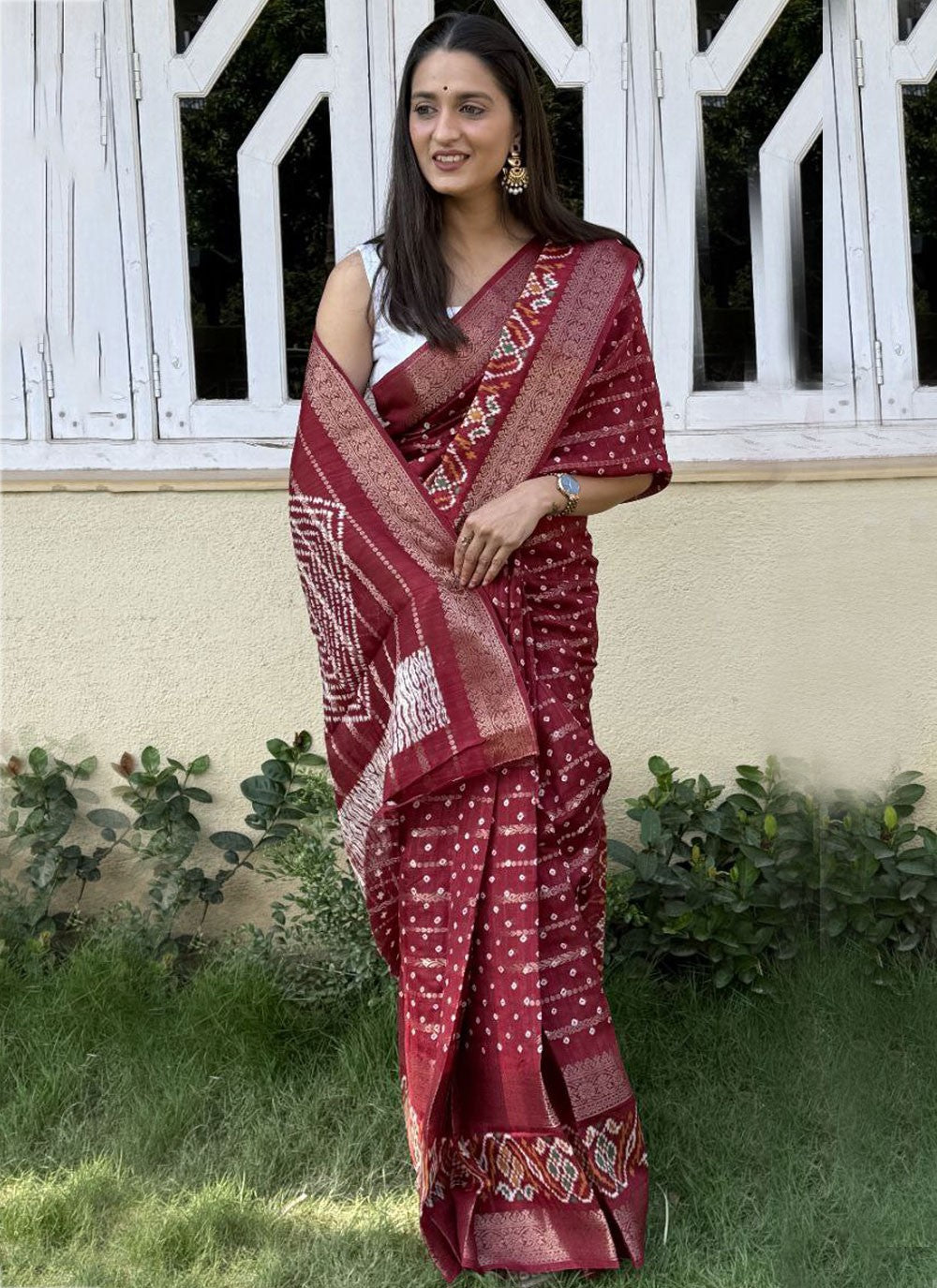 Printed, Weaving Zari Cotton Silk Saree - S12010