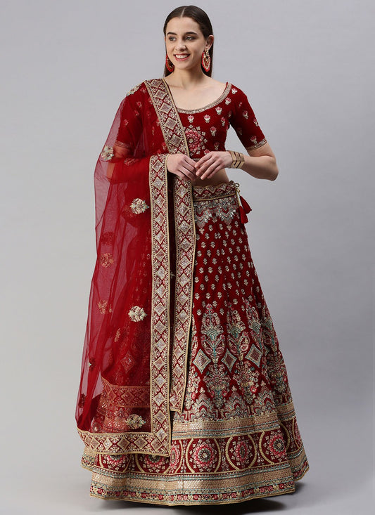 Embroidered Velvet A - Line Lehenga - L0829