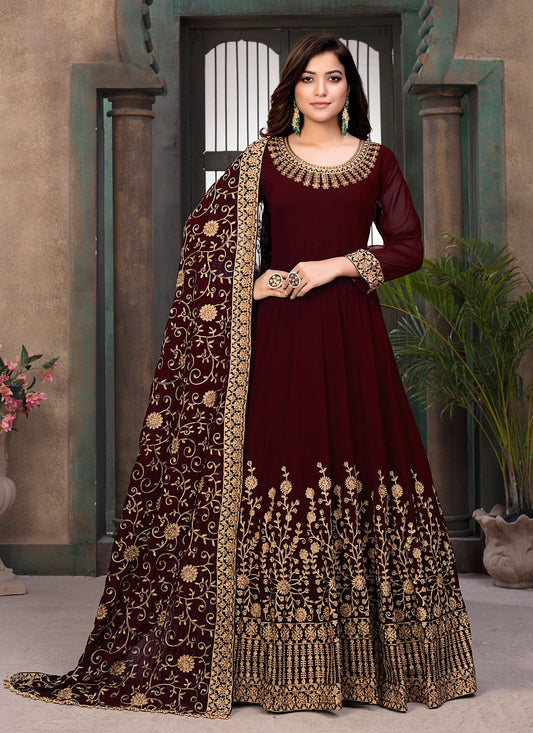 Faux Georgette Floor Length Anarkali - T204