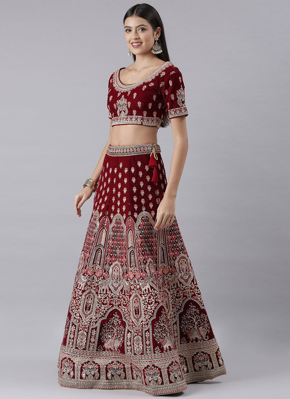 Embroidered Silk A - Line Lehenga - L0709