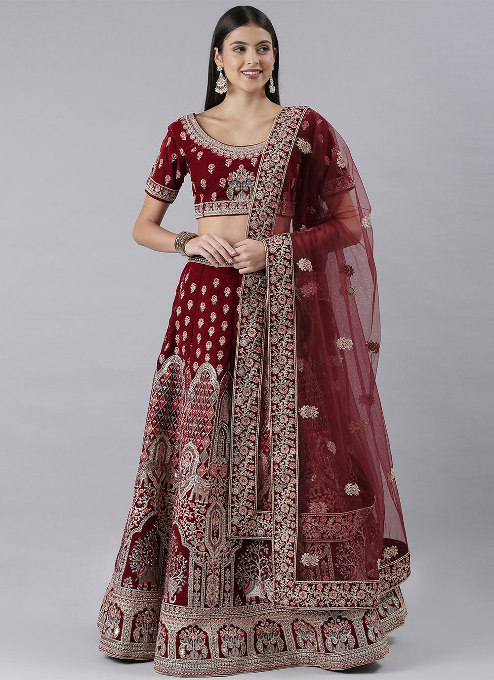 Embroidered Silk A - Line Lehenga - L0709