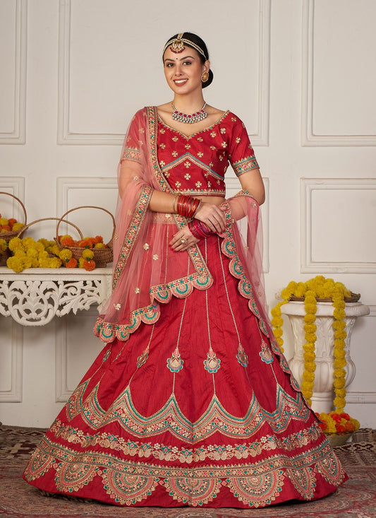 Embroidered Silk A - Line Lehenga - L1763