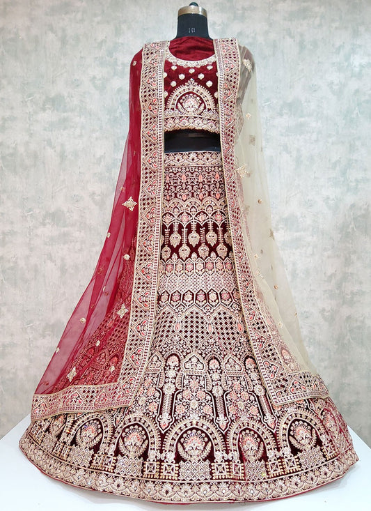 Embroidered Velvet A - Line Lehenga - L2000