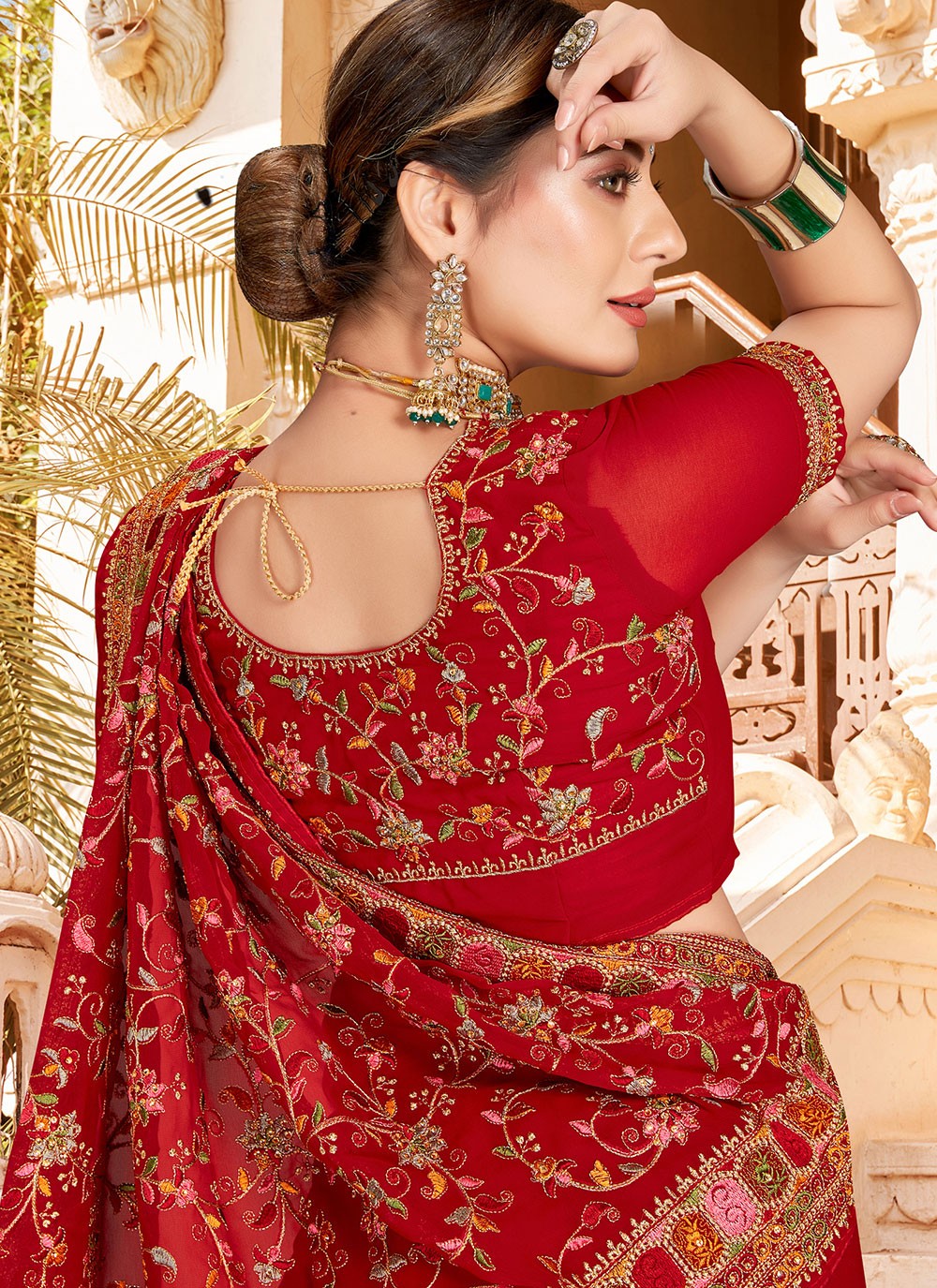 Classic Embroidered Georgette Saree - S2086