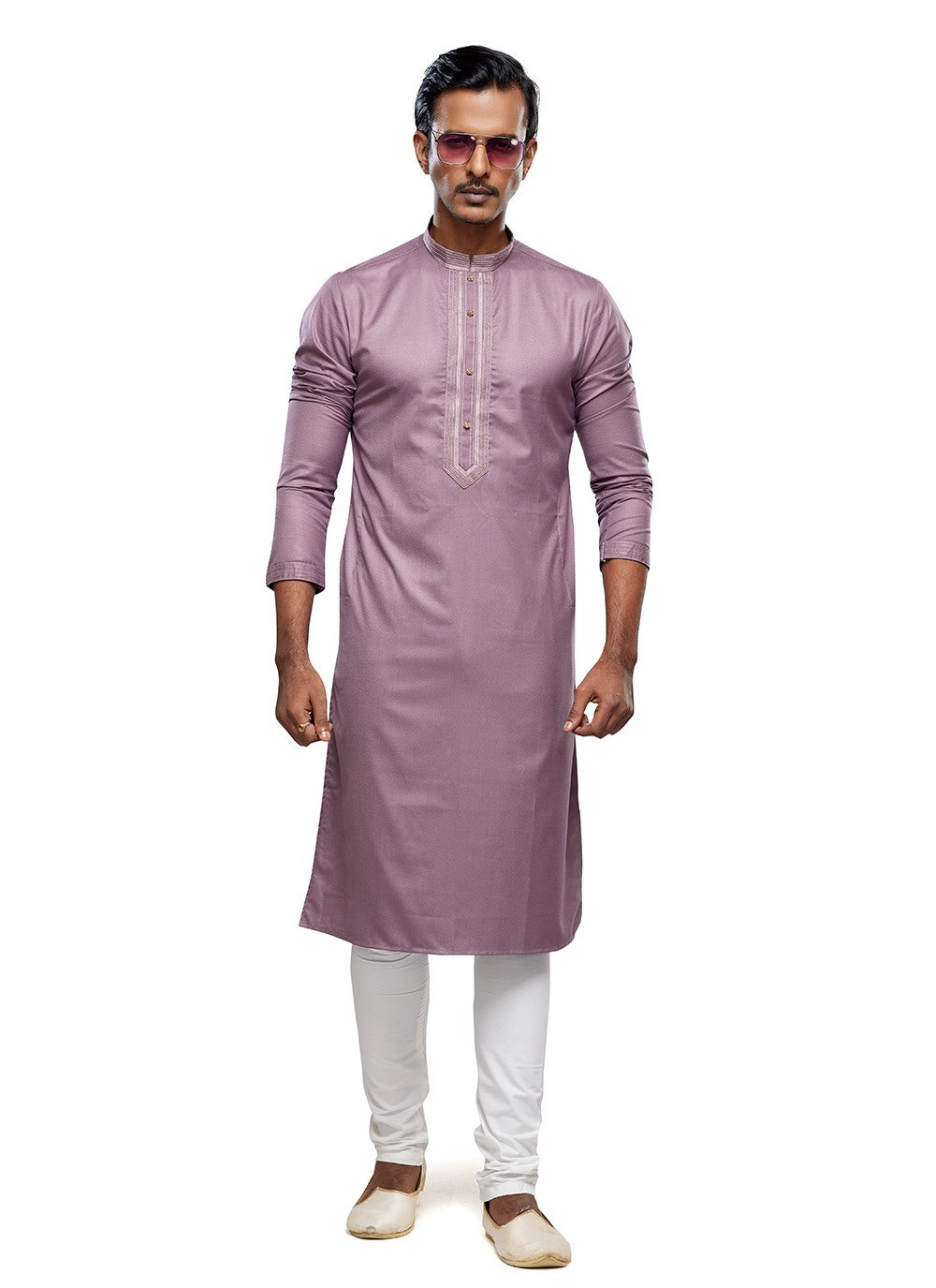 Plain Art Silk Mauve Kurta Pyjama - M6753