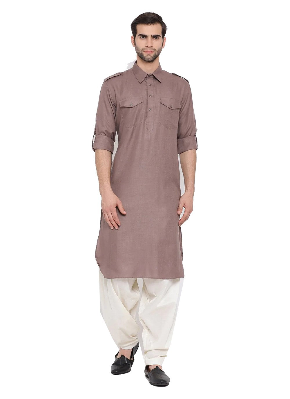 Plain Cotton Mauve Kurta Pyjama - M3858