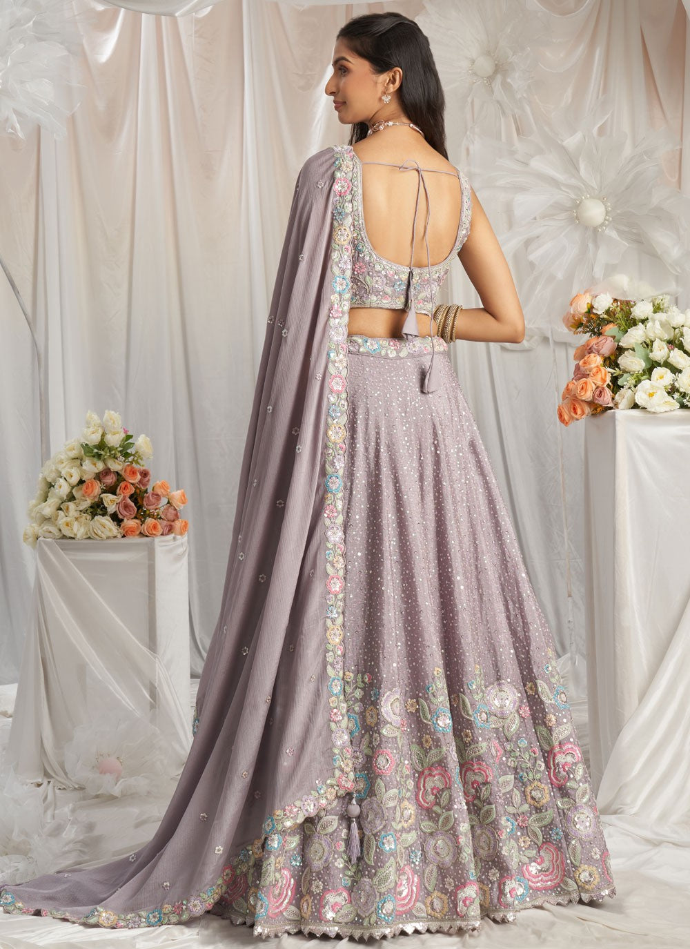 Embroidered Tissue A - Line Lehenga - L2700